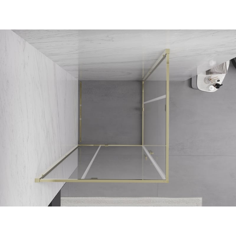 Mexen Exo Eckduschkabine schwenkbar 90 x 90 cm, transparent, gold - 8110-090-090-50-00