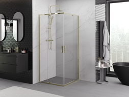 Mexen Exo quadratische Duschkabine, schwenkbar, 100 x 100 cm, transparent, gold - 8110-100-100-50-00