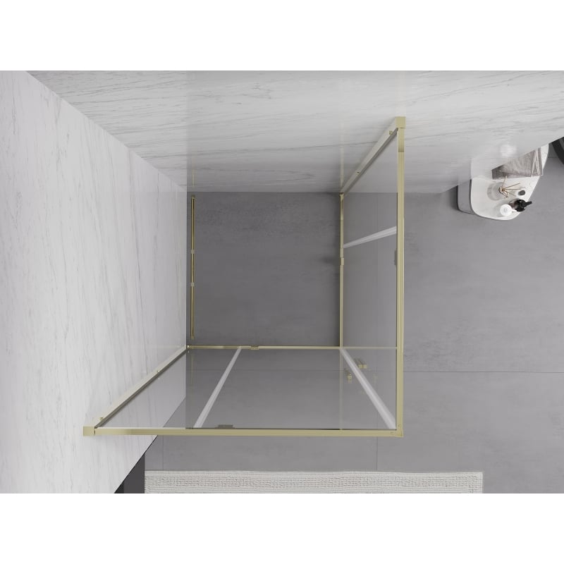 Mexen Exo-R Duo quadratische Duschkabine zum Schwenken 100 x 100 cm, transparent, gold - 8110-100-100-50-00
