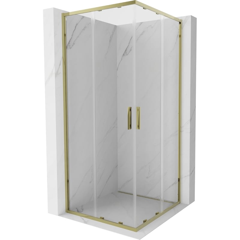 Mexen Exo-S Duo quadratische Duschkabine mit Schiebetür 70 x 70 cm, transparent, gold - 8111-070-070-50-00