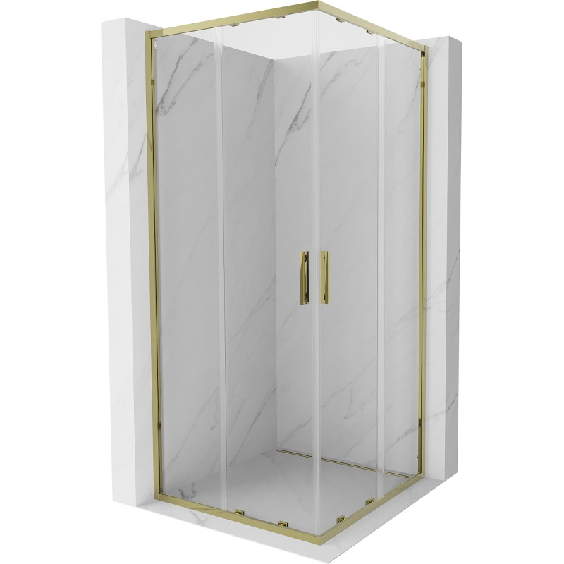 Mexen Exo quadratische Duschkabine, schiebbar 80 x 80 cm, transparent, gold - 8111-080-080-50-00