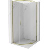 Mexen Exo fünfeckige Duschkabine klappbar 80 x 80 cm, transparent, gold - 812-080-080-50-00