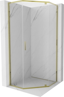 Mexen Exo fünfeckige Duschkabine klappbar 80 x 80 cm, transparent, gold - 812-080-080-50-00