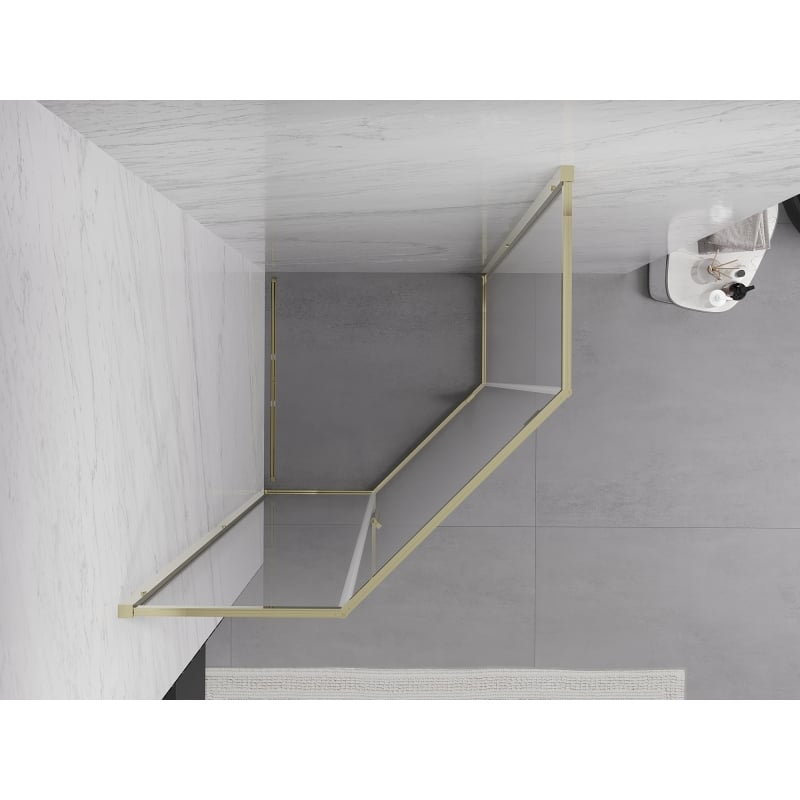 Mexen Exo-R Fünfeckige Duschkabine mit Schwingtür 80 x 80 cm, transparent, gold - 812-080-080-50-00