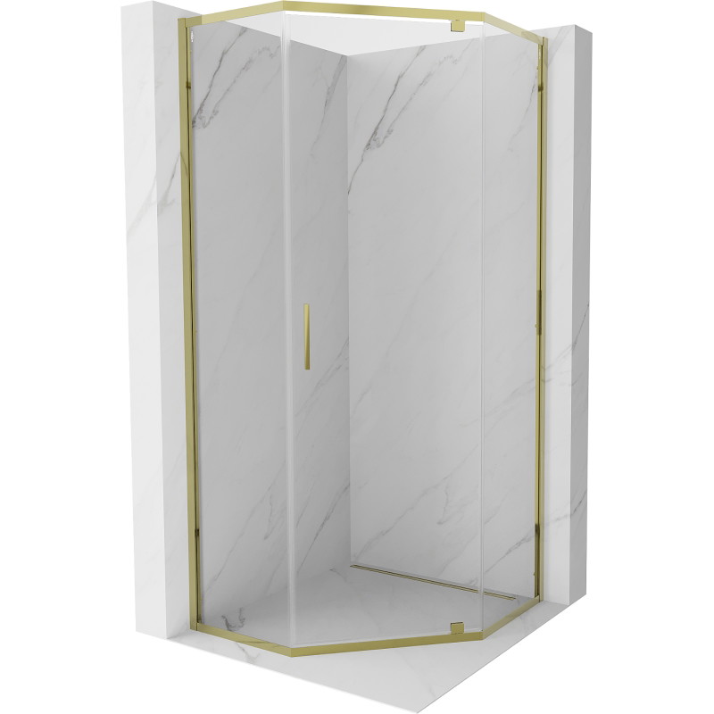 Mexen Exo Fünfeck-Duschkabine schwingtür 90 x 90 cm, transparent, gold - 812-090-090-50-00