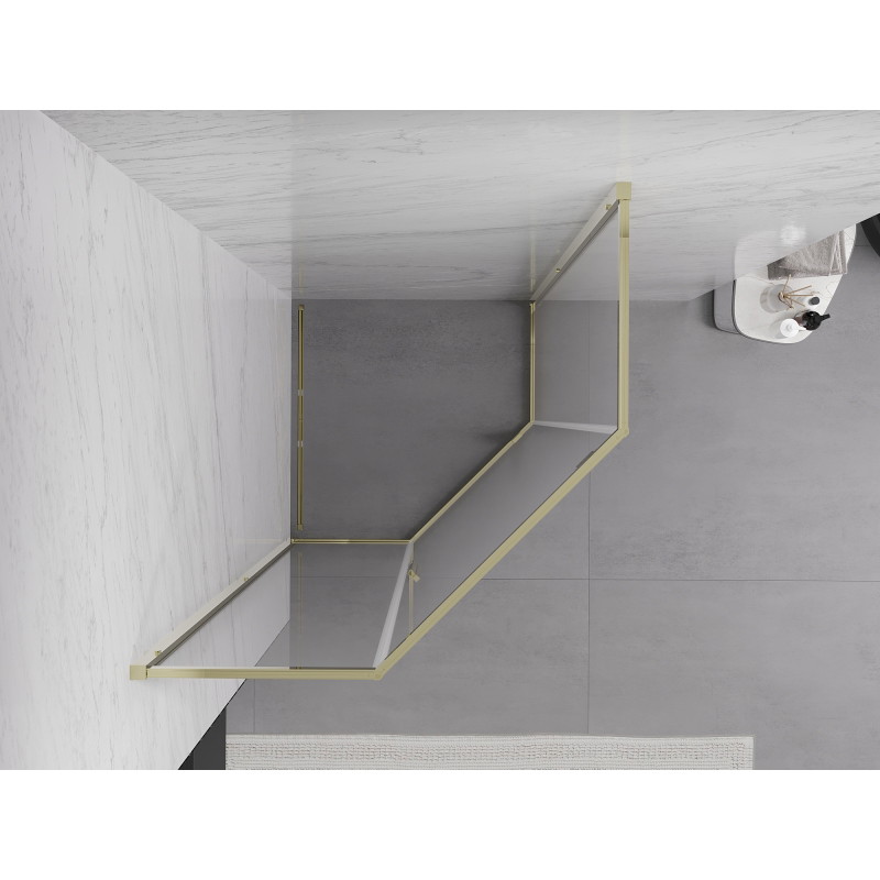 Mexen Exo Fünfeck-Duschkabine schwingtür 90 x 90 cm, transparent, gold - 812-090-090-50-00