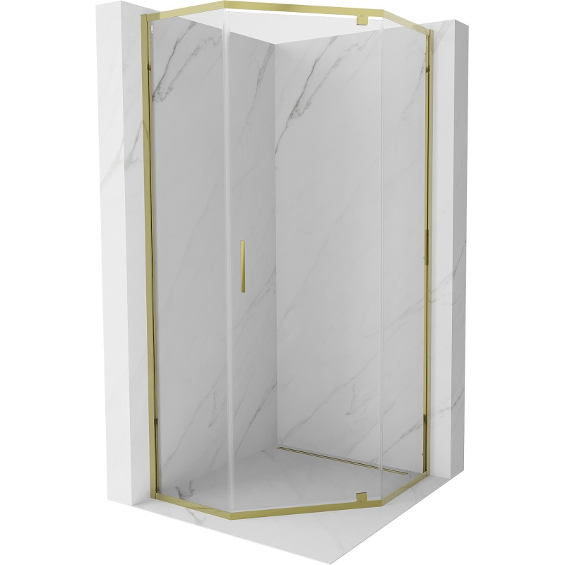 Mexen Exo-R fünfeckige Duschkabine, 100 x 100 cm, transparent, gold - 812-100-100-50-00