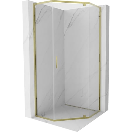 Mexen Exo Duschkabine Fünfeckig Pendeltür 100 x 100 cm, transparent, gold - 812-100-100-50-00