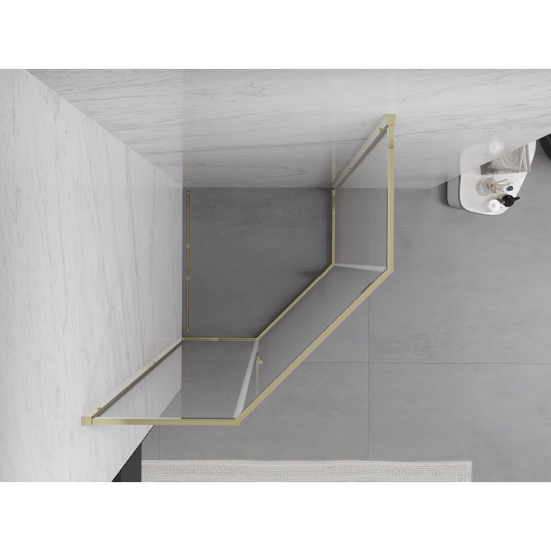 Mexen Exo-R fünfeckige Duschkabine, 100 x 100 cm, transparent, gold - 812-100-100-50-00