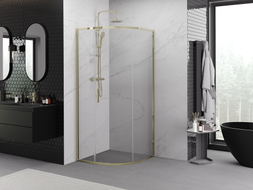 Mexen Exo Duschkabine halbrunde Schiebetür 70 x 70 cm, transparent, gold - 8131-070-070-50-00