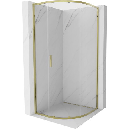 Mexen Exo Duschkabine rund verschiebbar 80 x 80 cm, transparent, gold - 8131-080-080-50-00