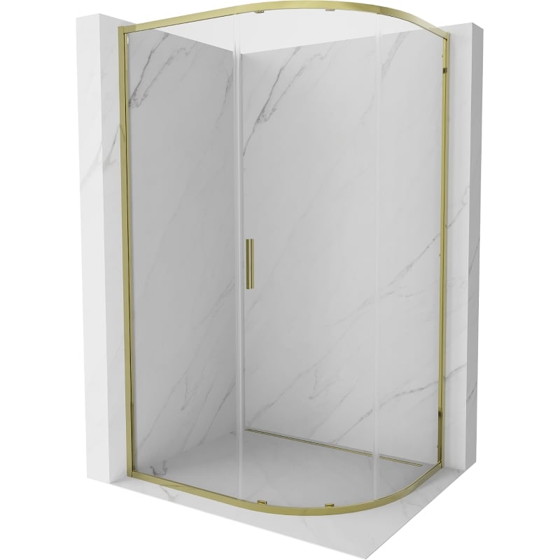 Mexen Exo Duschkabine Halbkreis Schiebetür 100 x 80 cm, transparent, gold - 8131-100-080-50-00
