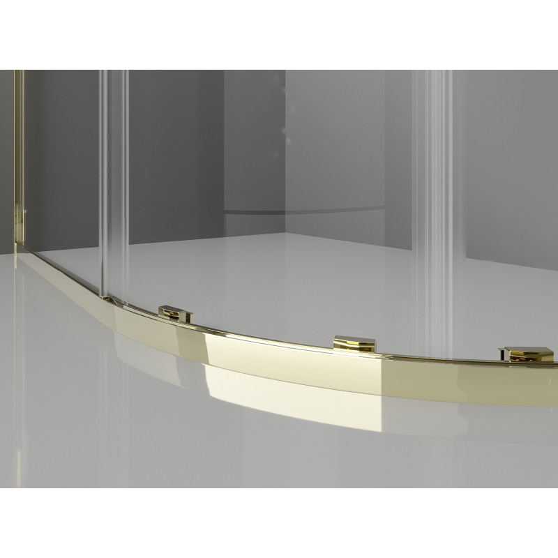 Mexen Exo Duschkabine Halbkreis Schiebetür 100 x 80 cm, transparent, gold - 8131-100-080-50-00