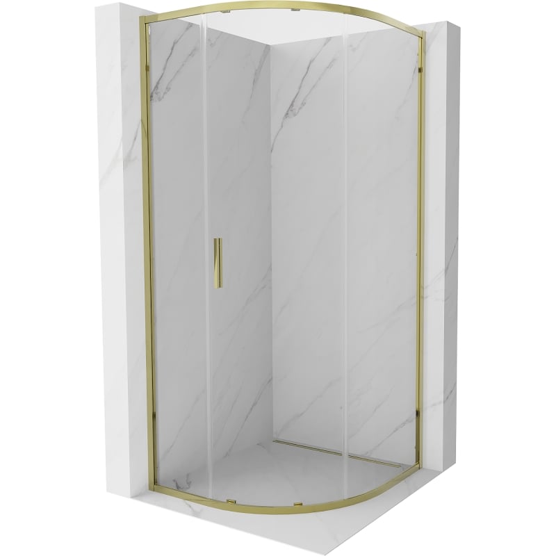 Mexen Exo Duschkabine halbrund, verschiebbar 100 x 100 cm, transparent, gold - 8131-100-100-50-00
