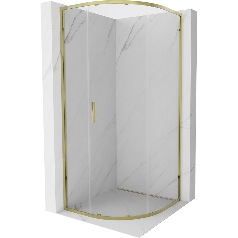 Mexen Exo-S Halbrunde Duschkabine, verschiebbar, 100 x 100 cm, transparent, gold - 8131-100-100-50-00