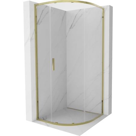 Mexen Exo Duschkabine halbrund, verschiebbar 100 x 100 cm, transparent, gold - 8131-100-100-50-00