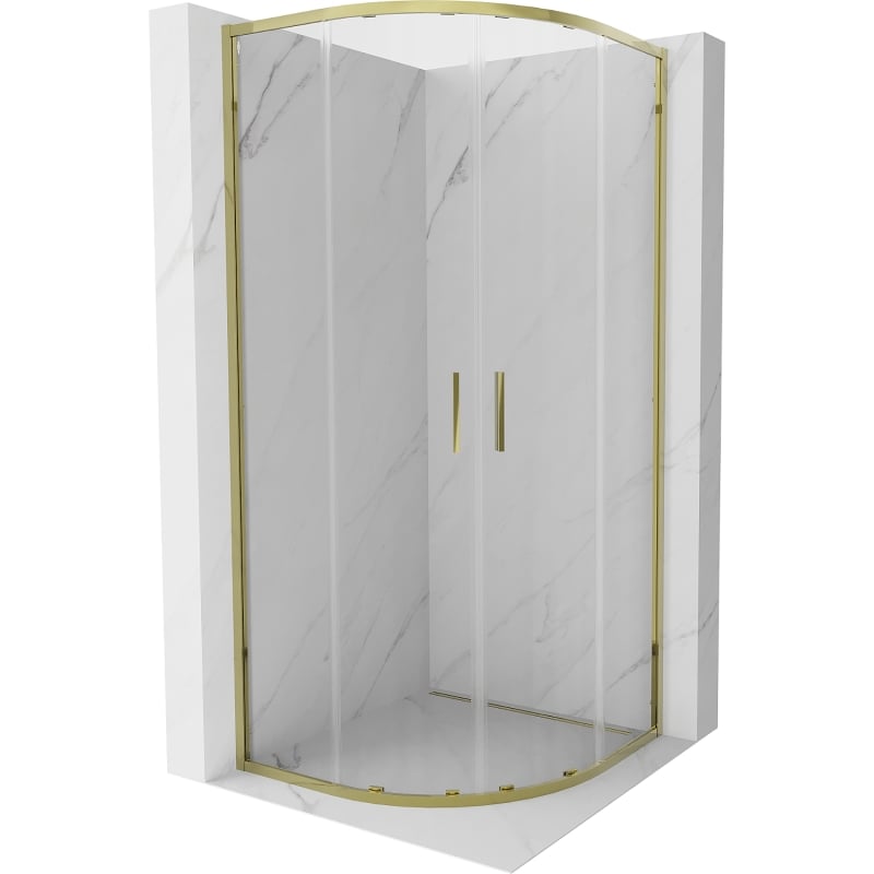 Mexen Exo Duschkabine halbrund, 80 x 80 cm, transparent, gold - 8132-080-080-50-00