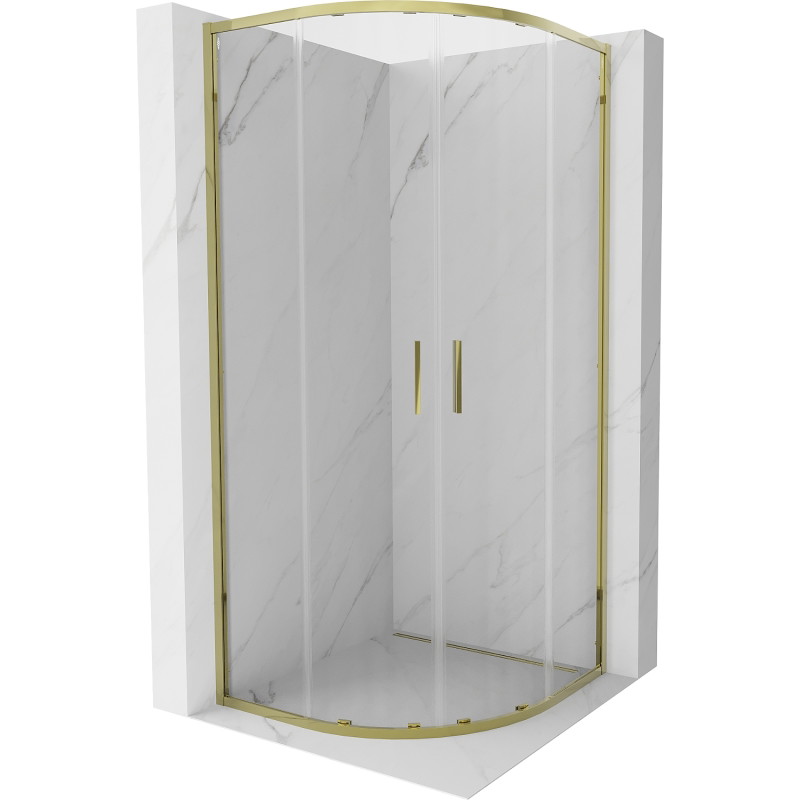 Mexen Exo-S Duo Halbrunde Duschkabine 80 x 80 cm, transparent, gold - 8132-080-080-50-00