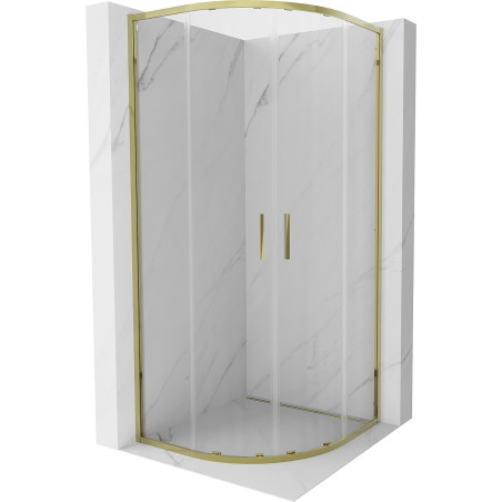 Mexen Exo-S Duo Halbrunde Duschkabine 80 x 80 cm, transparent, gold - 8132-080-080-50-00
