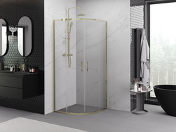 Mexen Exo-S Duo Halbrunde Duschkabine 80 x 80 cm, transparent, gold - 8132-080-080-50-00