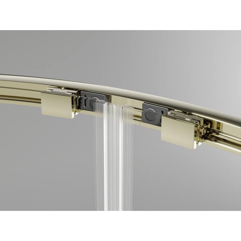 Mexen Exo Duschkabine halbrund, 80 x 80 cm, transparent, gold - 8132-080-080-50-00