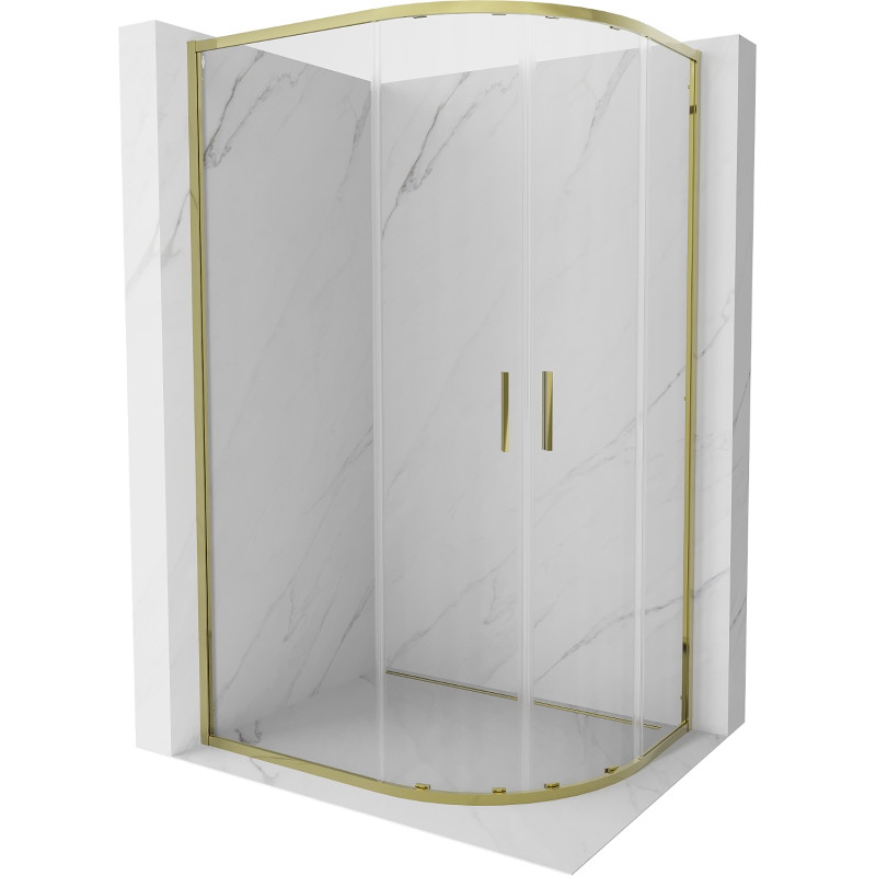Mexen Exo Duschkabine halbkreisförmig, verschiebbar 100 x 80 cm, transparent, gold - 8132-100-080-50-00