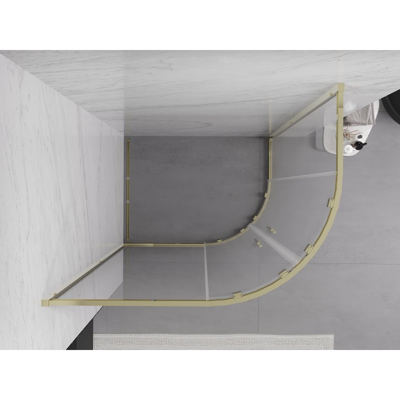 Mexen Exo Duschkabine halbkreisförmig, verschiebbar 100 x 80 cm, transparent, gold - 8132-100-080-50-00