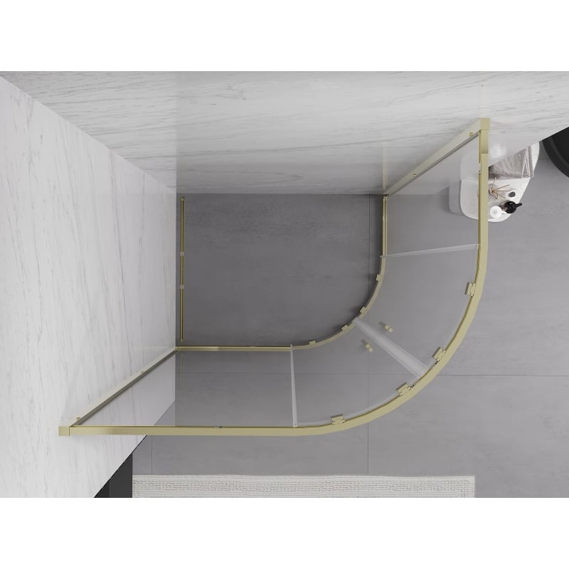 Mexen Exo-S Duo halbrunde Duschkabine verschiebbar 100 x 80 cm, transparent, gold - 8132-100-080-50-00