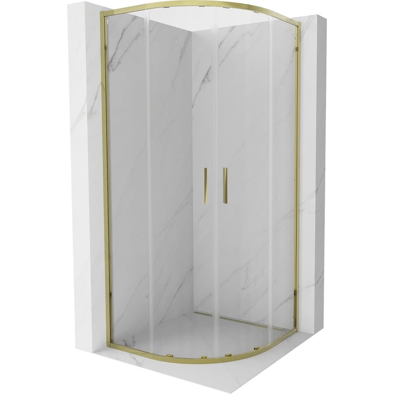 Mexen Exo-S Duo Halbrunde Duschkabine 90 x 90 cm, transparent, gold - 8132-090-090-50-00