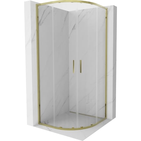Mexen Exo Halbkreis-Duschkabine Schiebetür 90 x 90 cm, transparent, gold - 8132-090-090-50-00
