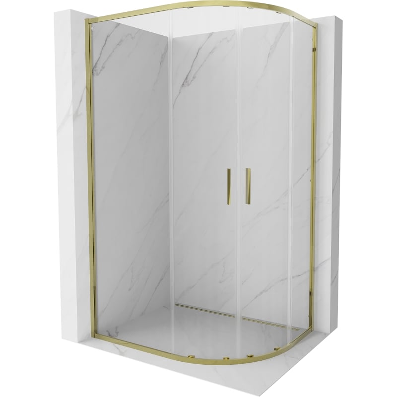 Mexen Exo Duschkabine halbkreisförmig, verschiebbar, 120 x 90 cm, transparent, gold - 8132-120-090-50-00