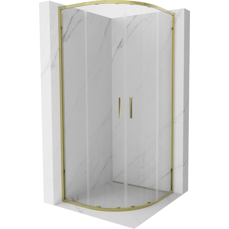 Mexen Exo Duschkabine quadratisch aufschiebbar 100 x 100 cm, transparent, gold - 8132-100-100-50-00