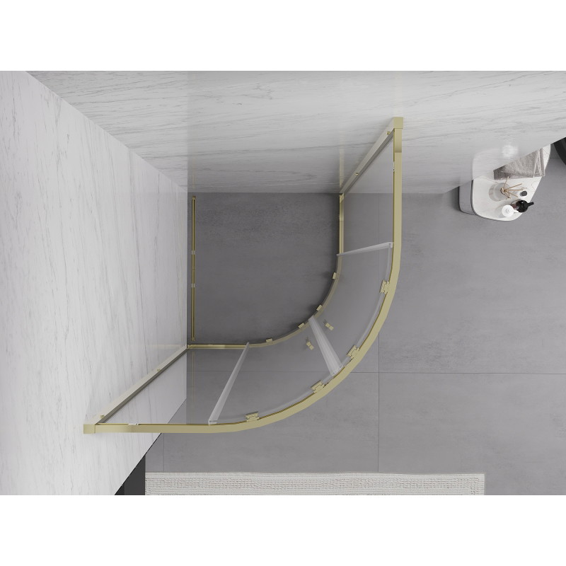 Mexen Exo Duschkabine quadratisch aufschiebbar 100 x 100 cm, transparent, gold - 8132-100-100-50-00