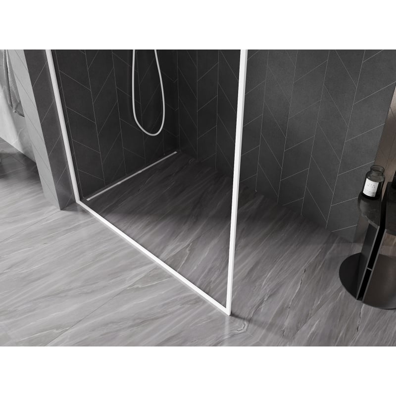 Mexen Kioto-F Duschwand Walk-in mit Rahmen 85 x 202 cm, transparent 8 mm, weiß - 800-085-104-20-00