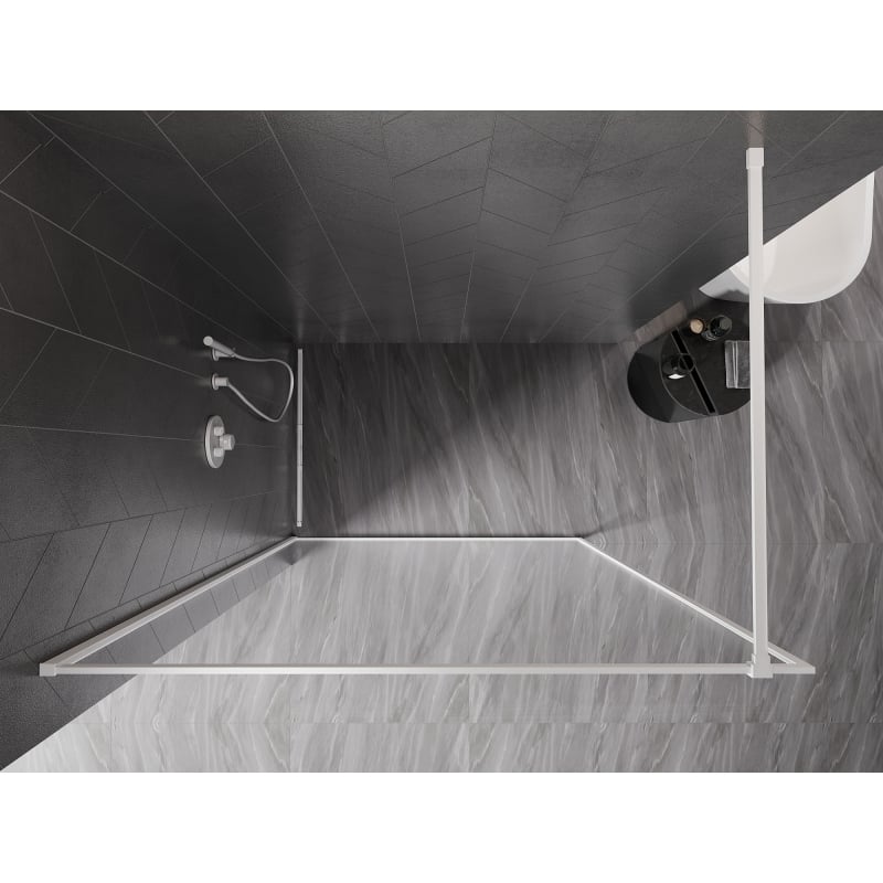 Mexen Kioto-F Duschwand Walk-in mit Rahmen 65 x 202 cm, transparent 8 mm, weiß - 800-065-104-20-00