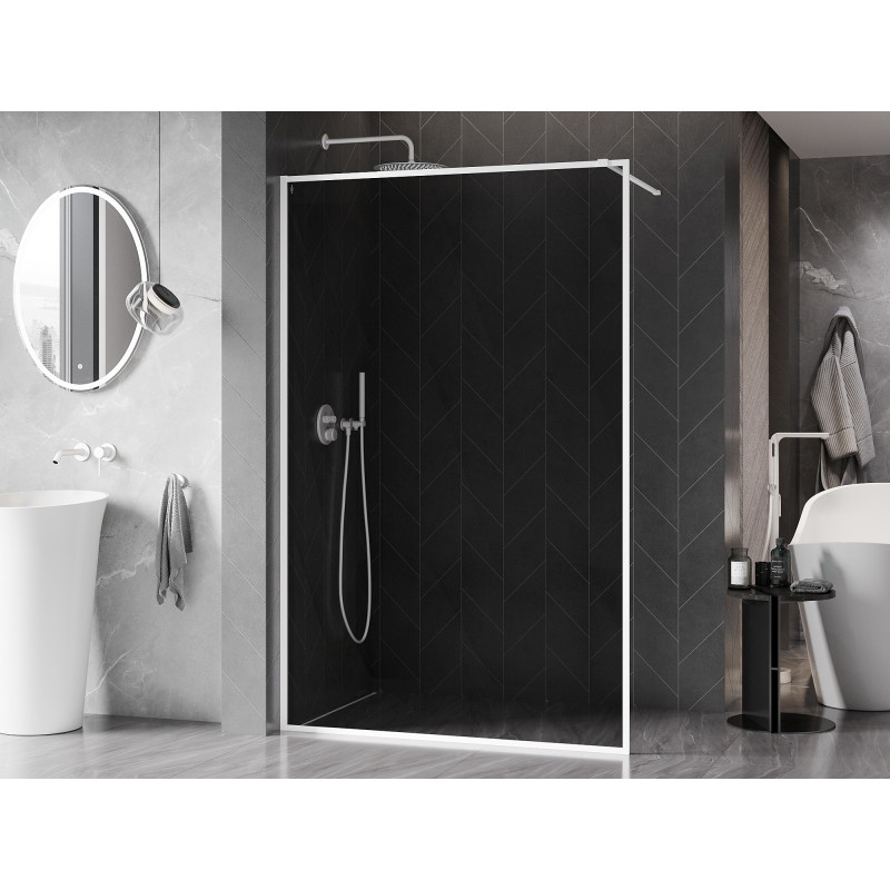 Mexen Kioto-F Duschwand Walk-in mit Rahmen 80 x 202 cm, graphit 8 mm, weiß - 800-080-104-20-40