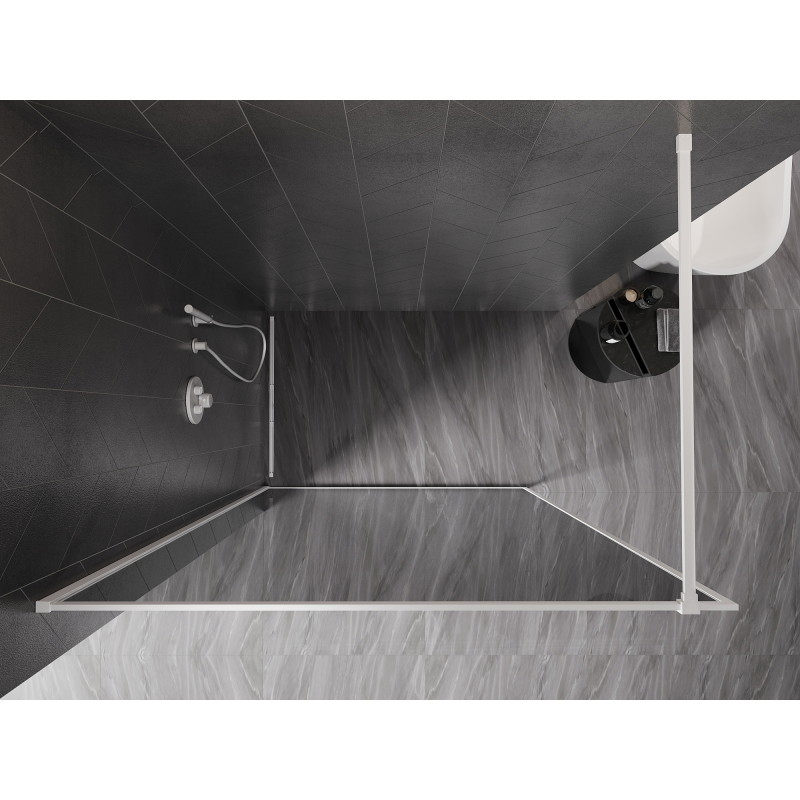 Mexen Kioto-F Duschwand Walk-in mit Rahmen 100 x 202 cm, Graphit 8 mm, Weiß - 800-100-104-20-40