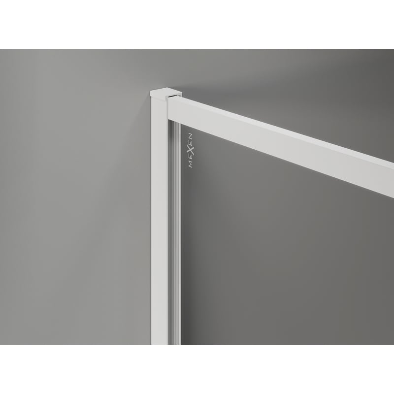 Mexen Kioto-F Duschwand Walk-in mit Rahmen 100 x 202 cm, Graphit 8 mm, Weiß - 800-100-104-20-40