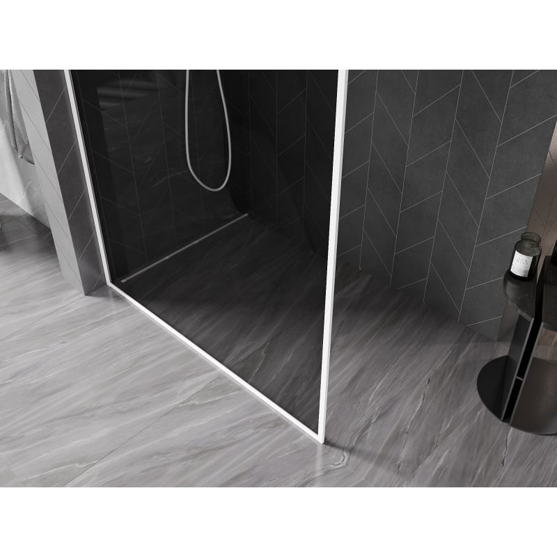 Mexen Kioto-F Duschwand Walk-in mit Rahmen 130 x 202 cm, graphit 8 mm, weiß - 800-130-104-20-40