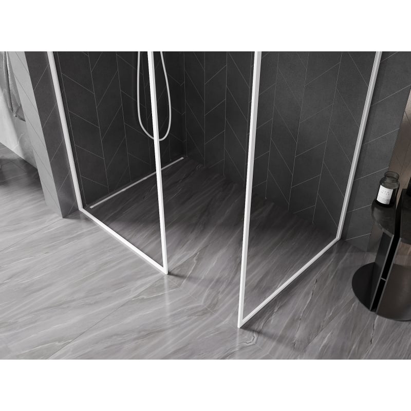 Mexen Kioto-F Duschwand Walk-in mit Rahmen 80 x 70 cm, transparent 8 mm, weiß - 800-080-202-04-20-070