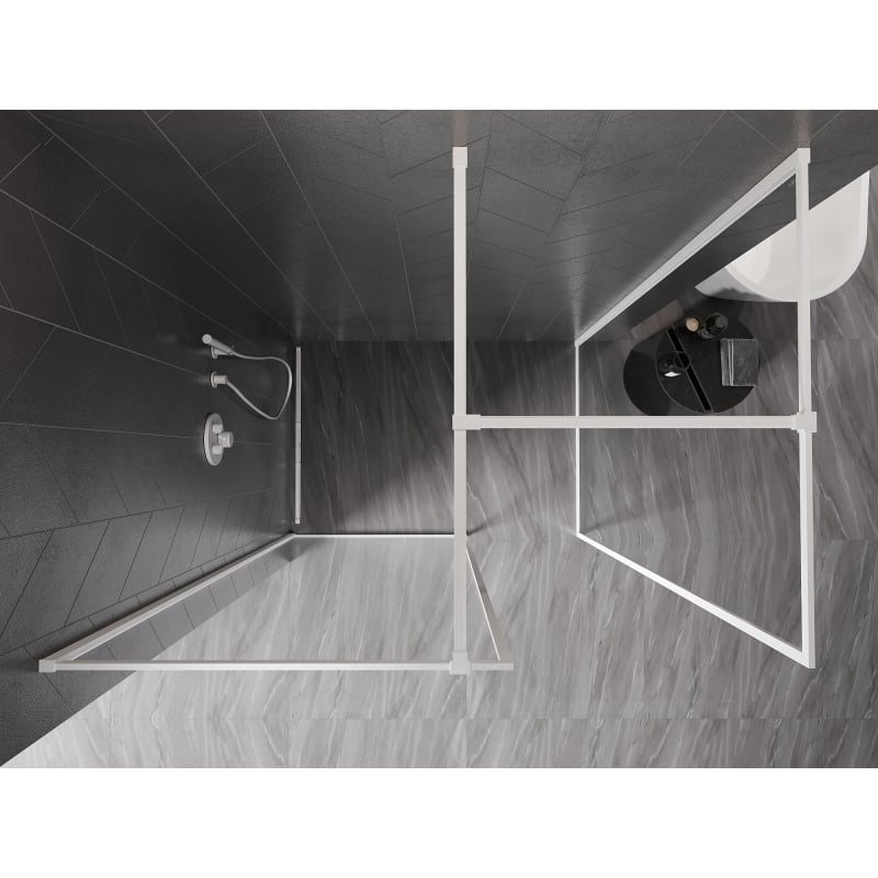 Mexen Kioto-F Duschwand Walk-in mit Rahmen 155 x 80 cm, transparent 8 mm, weiß - 800-155-202-04-20-080