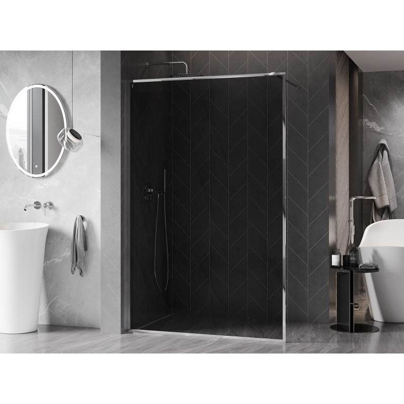 Mexen Kioto-F Duschwand Walk-in mit Rahmen 120 x 202 cm, Graphit 8 mm, Chrom - 800-120-104-01-40