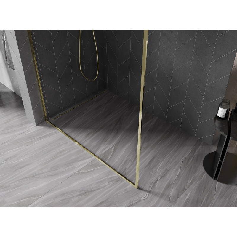 Mexen Kioto-F Duschwand Walk-in mit Rahmen 110 x 202 cm, transparent 8 mm, Gold - 800-110-104-50-00