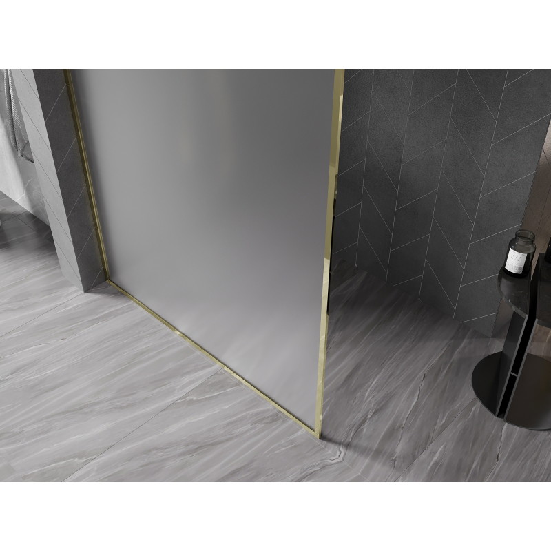 Mexen Kioto-F Duschwand Walk-in mit Rahmen 120 x 202 cm, mattiert 8 mm, gold - 800-120-104-50-30