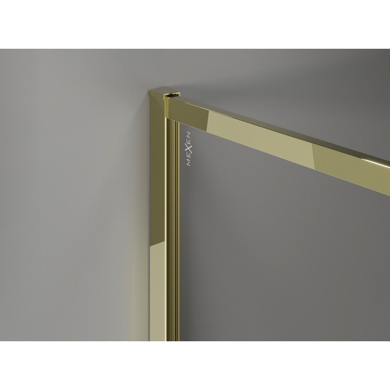Mexen Kioto-F Duschwand Walk-in mit Rahmen 120 x 202 cm, Grafit 8 mm, Gold - 800-120-104-50-40