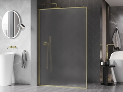 Mexen Kioto-F Duschwand Walk-in mit Rahmen 90 x 202 cm, Matt 8 mm, Gold gebürstet - 800-090-104-55-30