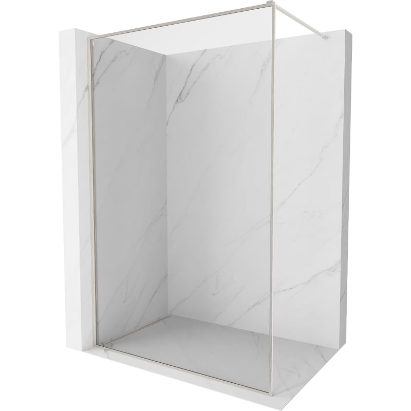 Mexen Kioto-F Duschwand Walk-in mit Rahmen 140 x 202 cm, transparent 8 mm, gebürsteter Nickel - 800-140-104-97-00
