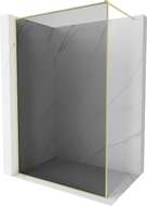 Mexen Kioto-F Duschwand Walk-in mit Rahmen 70 x 202 cm, graphit 8 mm, gebürstetes Gold - 800-070-104-55-40