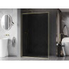 Mexen Kioto-F Duschwand Walk-in mit Rahmen 90 x 202 cm, Graphit 8 mm, gebürstet Gold - 800-090-104-55-40
