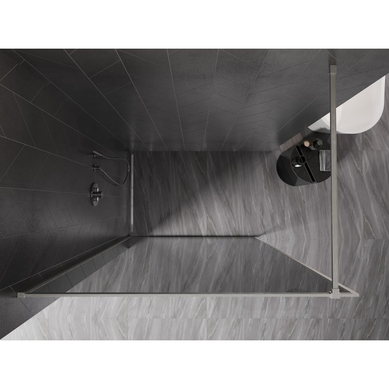 Mexen Kioto-F Duschwand Walk-in mit Rahmen 70 x 202 cm, Graphit 8 mm, gebürsteter Nickel - 800-070-104-97-40